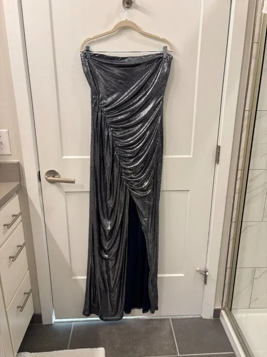 Ramy Brook Samson Metallic Strapless Sheath Gown Size 14 NWT - Picture 4 of 8